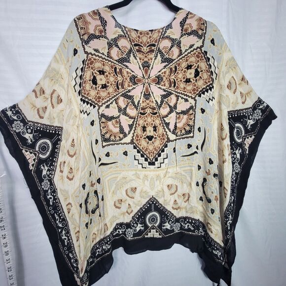 Vince Camuto Tasseled Casual Kimono Beach Swim Cover Up Women One Sz Boho Print - Picture 7 of 11